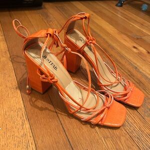 JustFab Orange Block Heel Sandals (7)